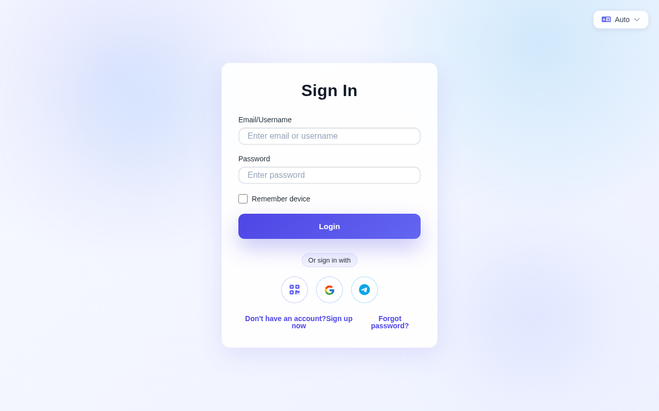 OAuth login screen